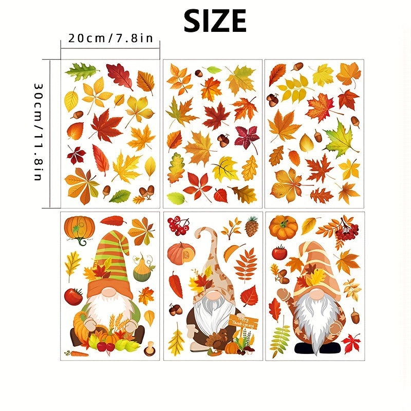 Thanksgiving Fall Window Clings - 6 Sheets 20 X Maple Leaves Stickers