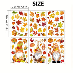 Thanksgiving Fall Window Clings - 6 Sheets 20 X Maple Leaves Stickers