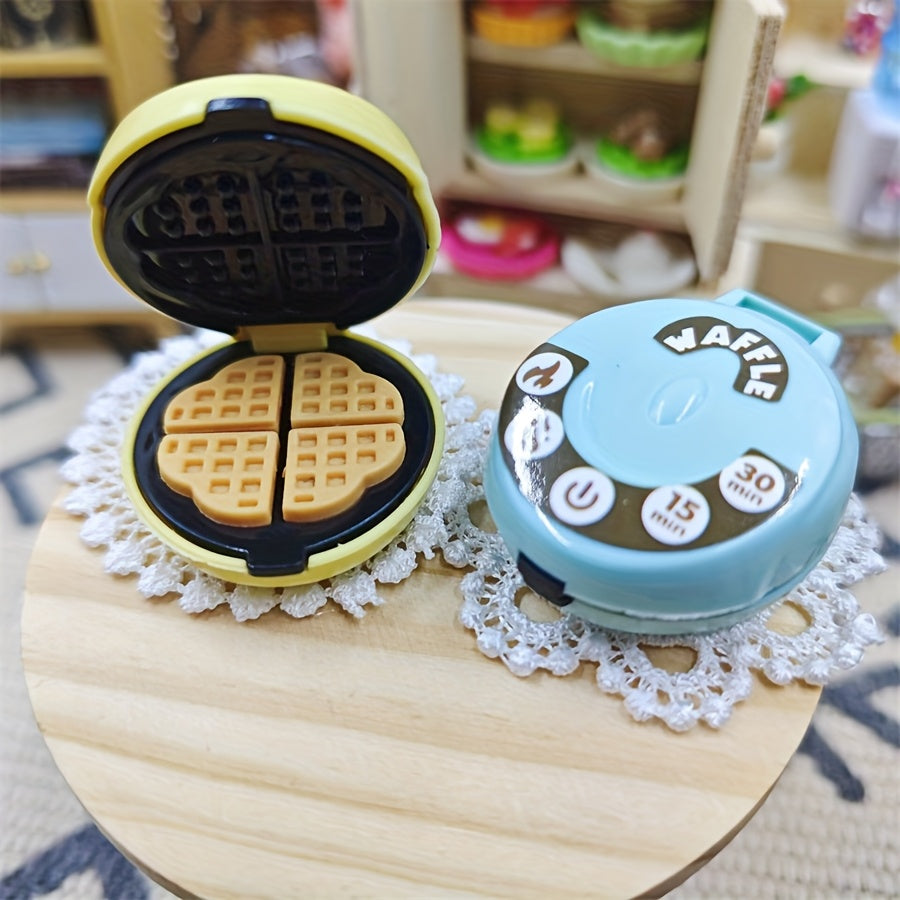 Yellow Dollhouse Waffle Maker Grid Pattern Miniature