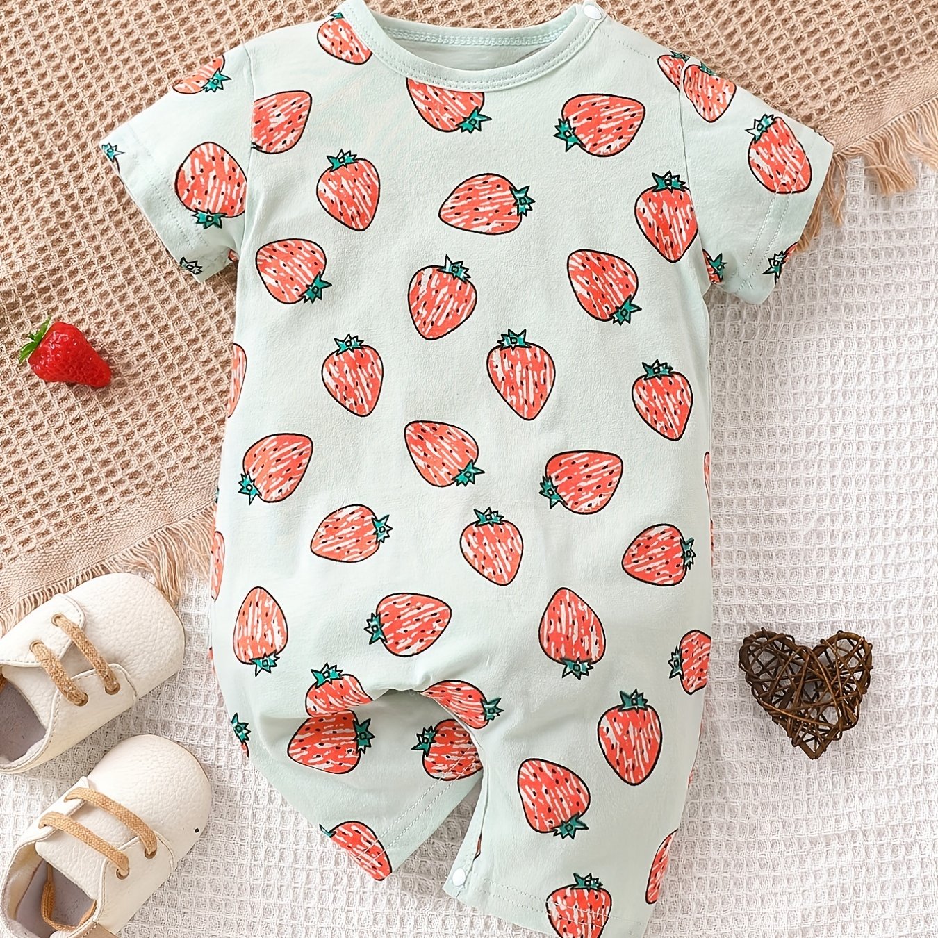 Cute Strawberry Jumpsuit for Baby Girls