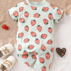 Cute Strawberry Jumpsuit for Baby Girls