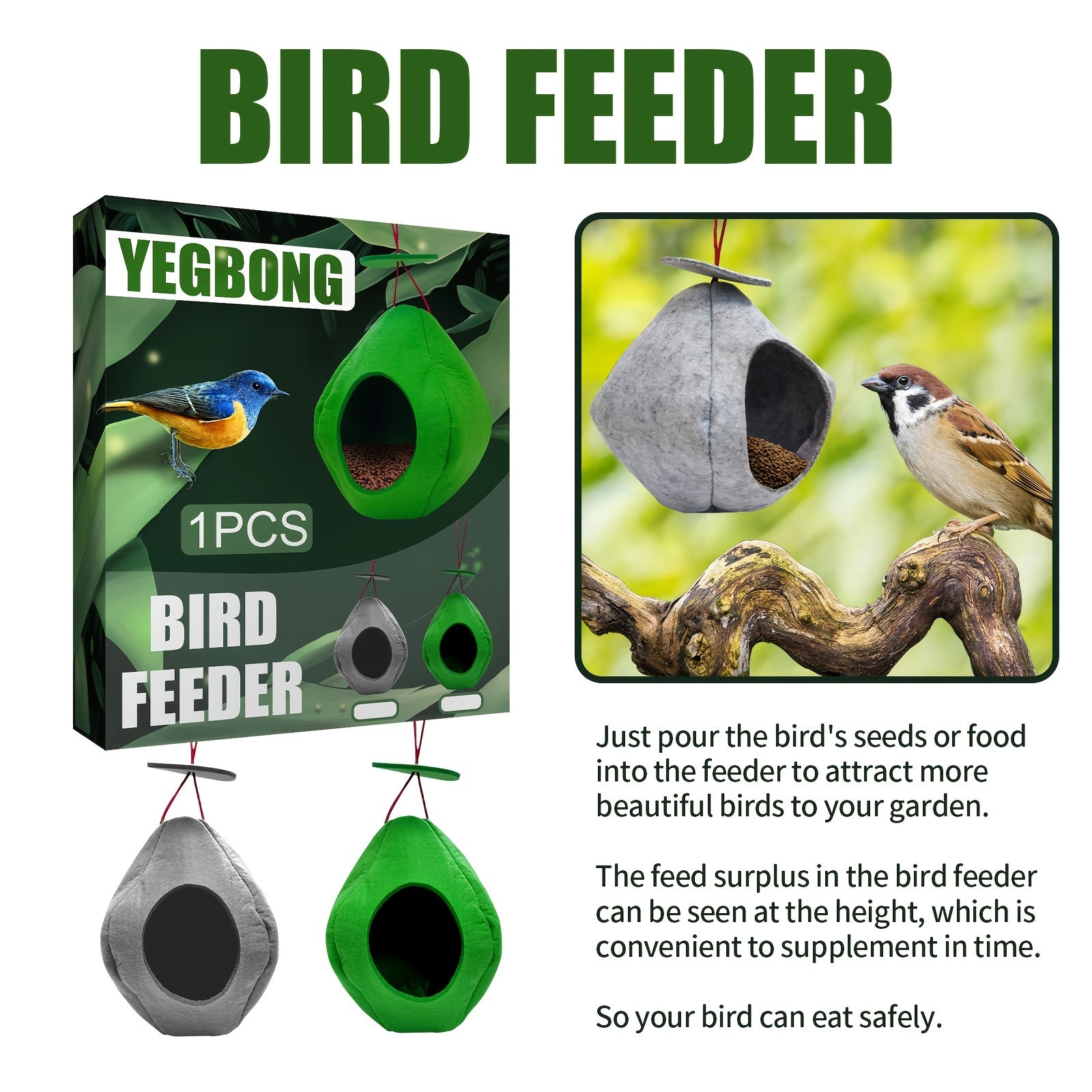 Hanging Felted Bird Feeder Outdoor Balcony Bird Feeder Wind Proof