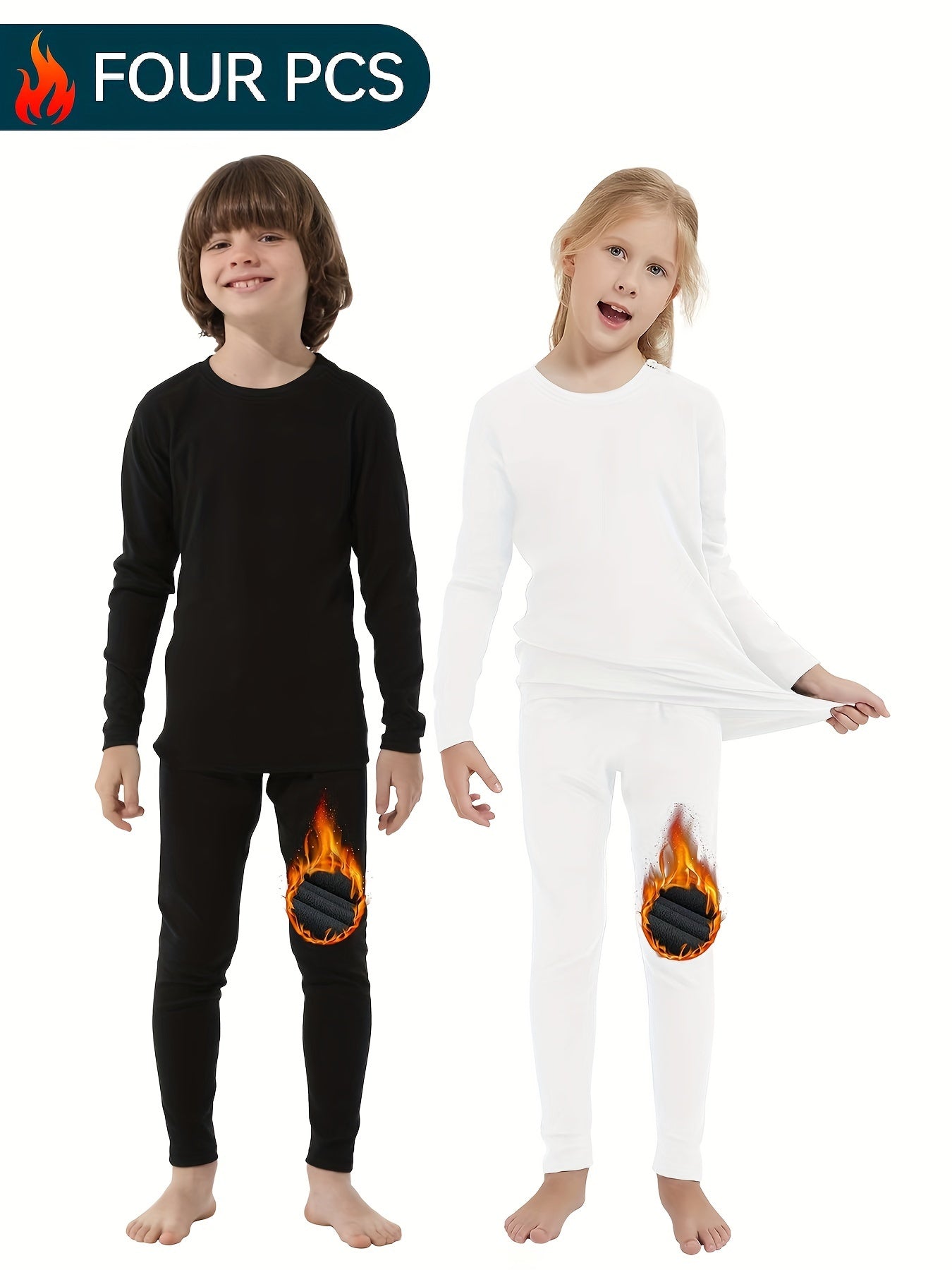 HOPLYNN 2 Packs Warm Outfits Pullover Solid Leggings Boys Girls Sports Kids