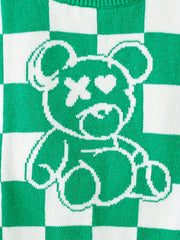 Baby Girls Plaid Bear Graphic Sweater Vest