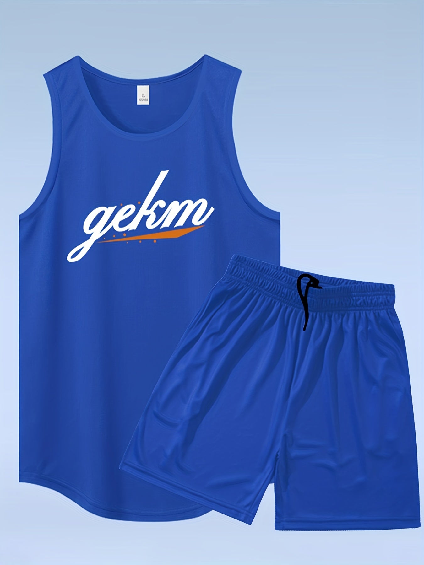 Men's Letter Print Tank Top and Drawstring Shorts Set