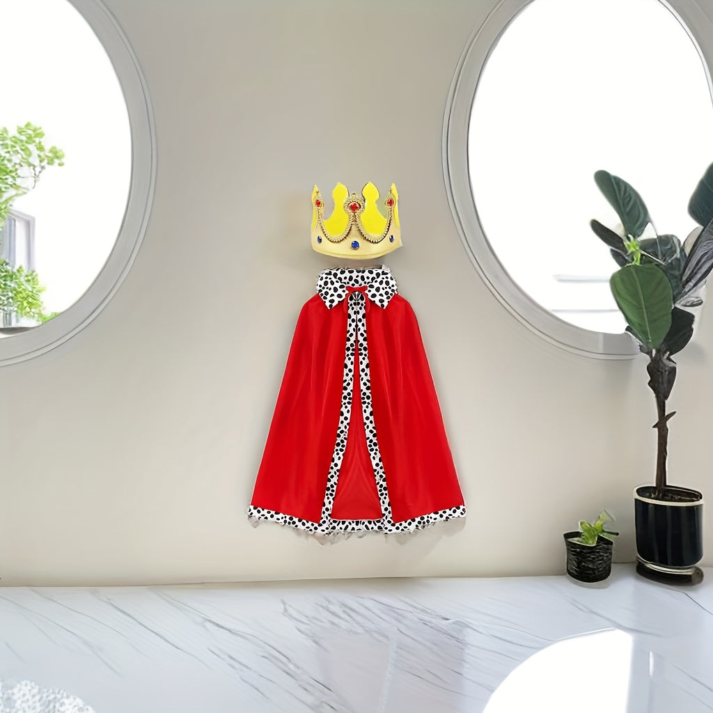 2pcs Halloween Adult King Costume Set King Hat Cloak Prince Stage Performance