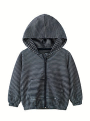 Boys Casual Stripe Hooded Zip Up Cotton Jacket Kids Clothing