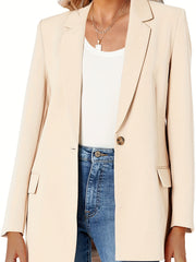 Solid Open Front Blazer Lapel Long Sleeve Blazer