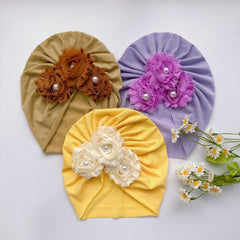 Baby Girls Flowers Decor Cap Soft Elastic Head Wrap