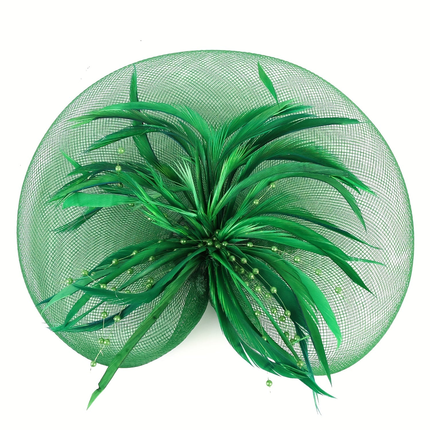 Green Mesh Flower Fascinator Headband 20s Hat Vintage Derby Church Hats