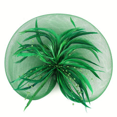 Green Mesh Flower Fascinator Headband 20s Hat Vintage Derby Church Hats