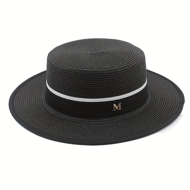 Vintage Sun Fedora Hats Straw Hat Retro Golden Braided Hat Sunshade Flat Cap