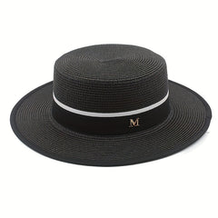 Vintage Sun Fedora Hats Straw Hat Retro Golden Braided Hat Sunshade Flat Cap