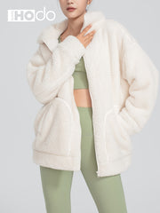 Women's Zip Up Fleece Jacket Turtle Neck Coat