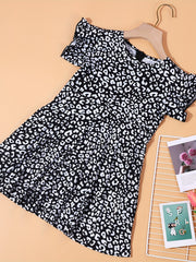 Vintage Leopard Dress Short Sleeve Casual Dress For Summer