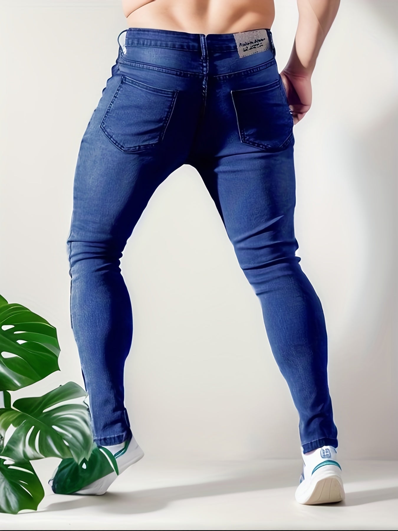 Men's Ripped Skinny Jeans Casual Street Style High Stretch Denim Pants
