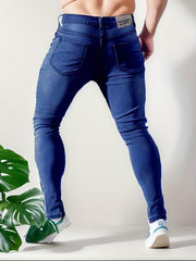 Men's Ripped Skinny Jeans Casual Street Style High Stretch Denim Pants