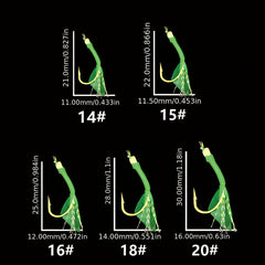 Bionic Fishing Hook Set with 6 Hooks on Green Leather String