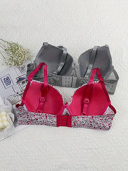 2 Pack Plus Size Bow Knot Underwire Bras Set Women's Full Coverage