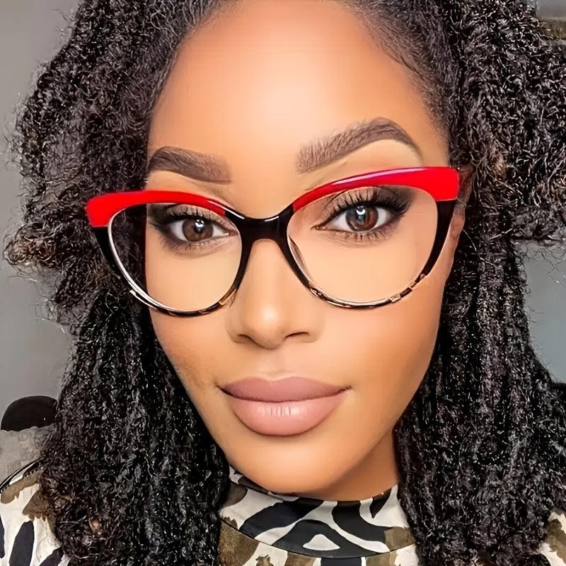 Tortoiseshell Block Frame Retro Clear Lens Light Blocking Glasses