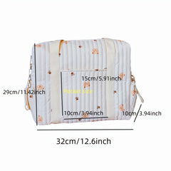 Beige Bear Paw Print Parent Bag Quilted Polyester Handbag & Shoulder Bag