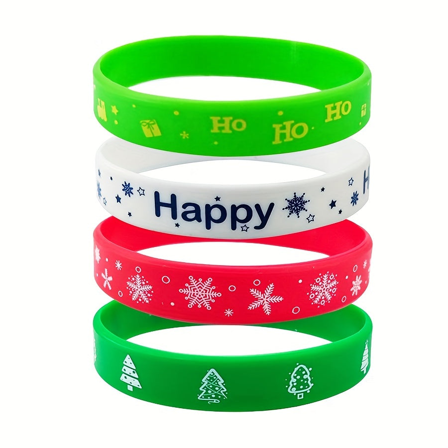 Colorful Rubber Bracelet 6 Pack Christmas Elements Gift