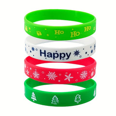 Colorful Rubber Bracelet 6 Pack Christmas Elements Gift