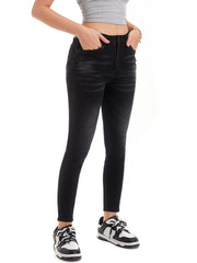 Plus Solid High Rise Button Fly High Stretch Skinny Jeans
