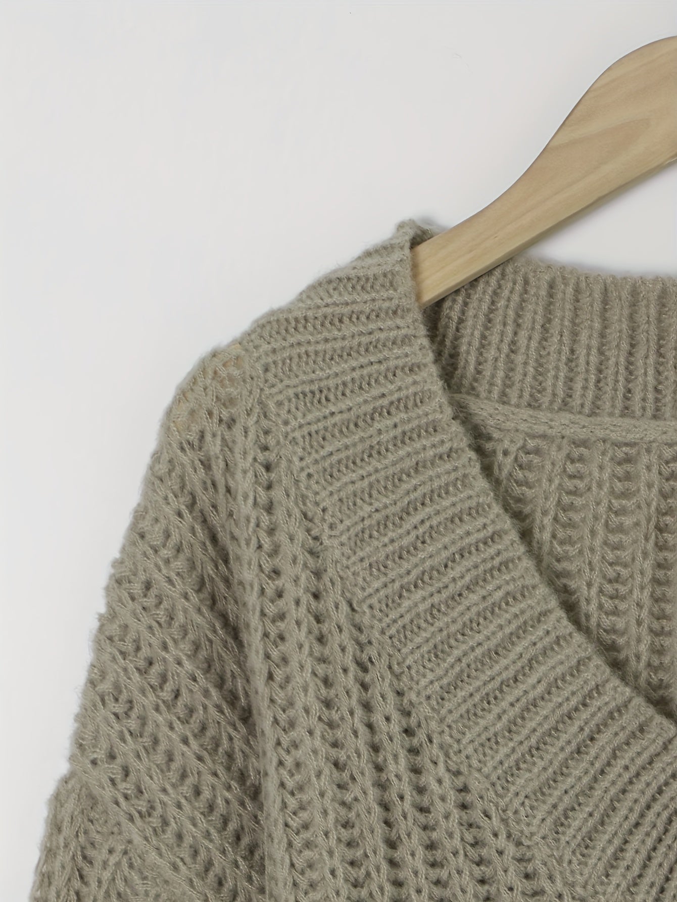 Casual V-Neck Sweater Solid Long Sleeve Jumper