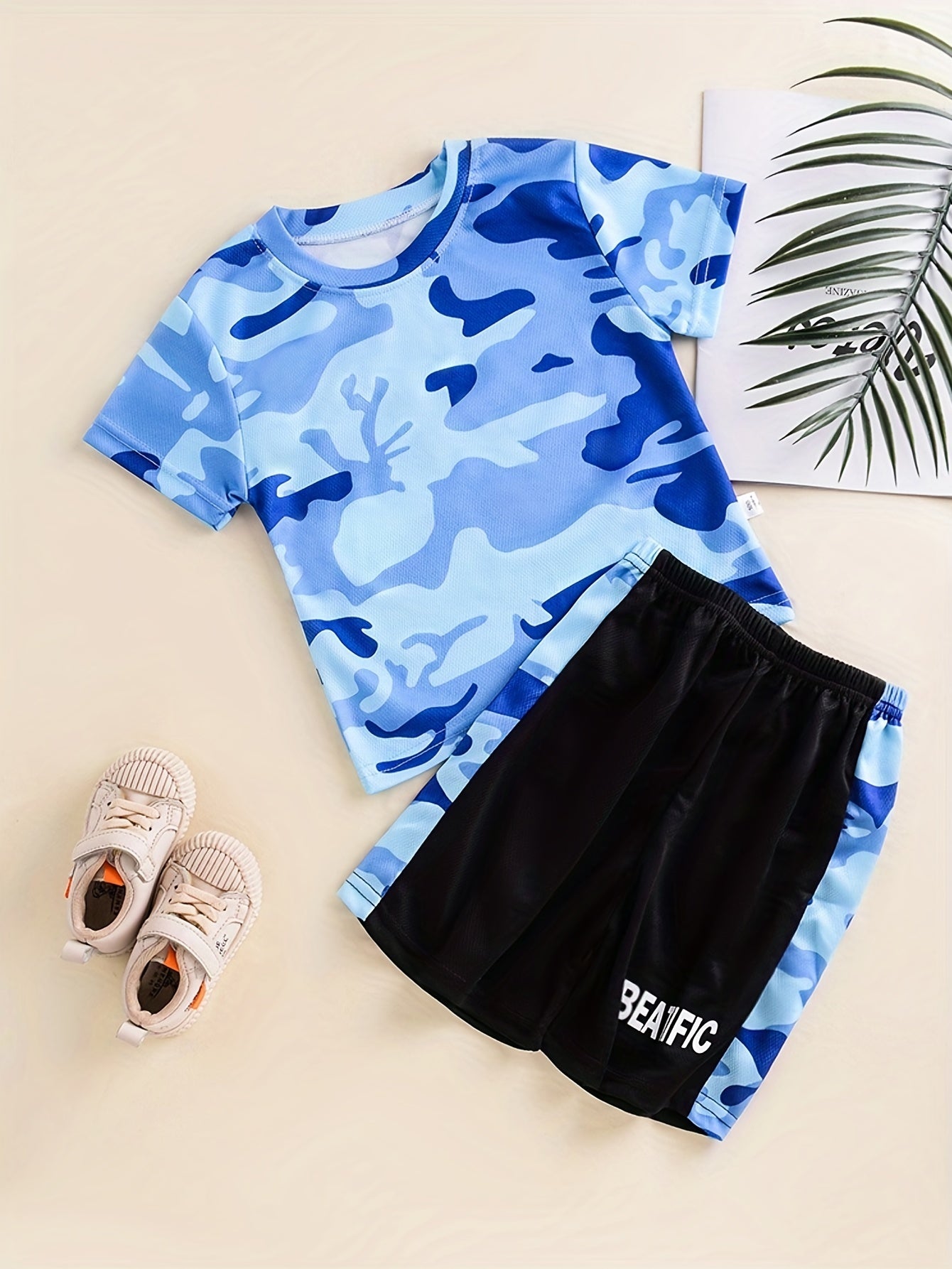 2pcs Toddler Girls Camo Graphic T Shirts & Shorts Set Kids Summer Clothes