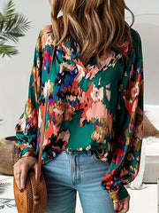 Tie Dye Lantern Sleeve Top