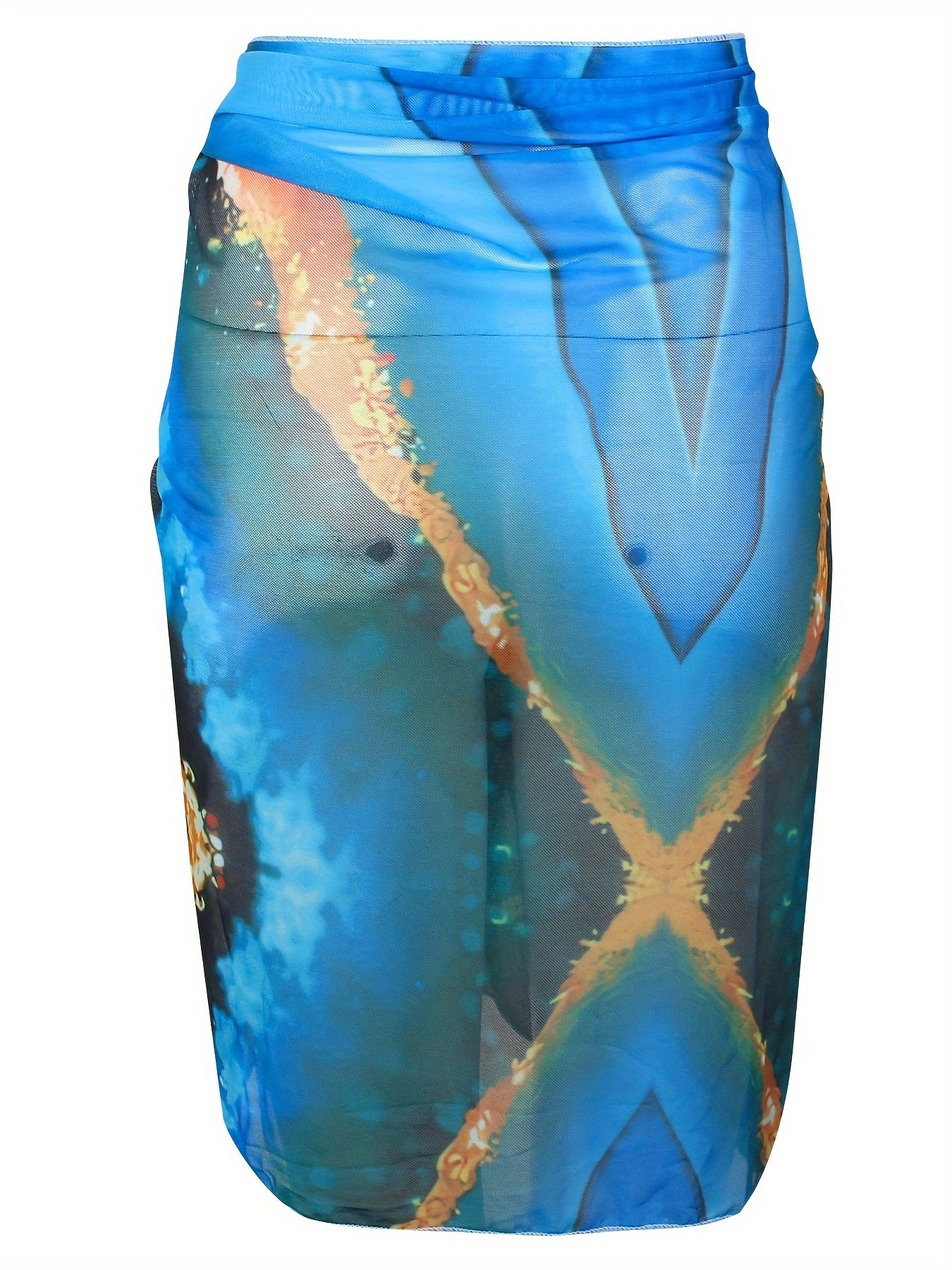 Boho Bikini Bottoms Plus Size Tie Dye Mesh Beach Cover Up Skirt