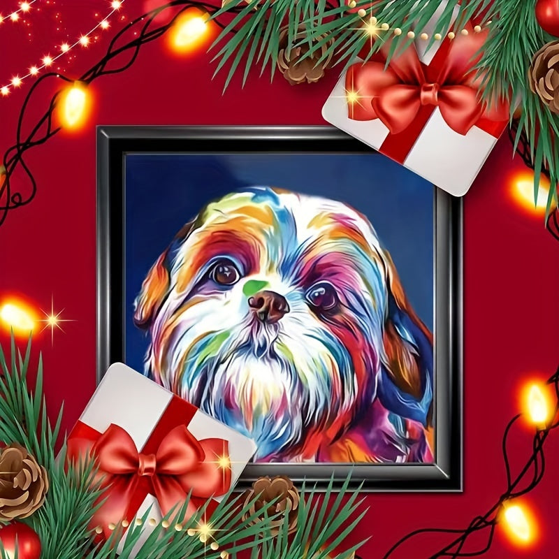 Frameless DIY 5D Diamond Painting Set Rainbow Puppy Art Embroidery