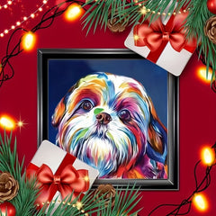 Frameless DIY 5D Diamond Painting Set Rainbow Puppy Art Embroidery