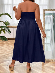 Solid Strapless Maxi Tube Dress Women's Casual Slight Stretch