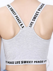 Girls Training Bra Stretchy Alphabets Sports Bralette Sleeveless Crops