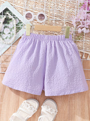 Girls' Casual Elastic Waist Textured Summer Shorts