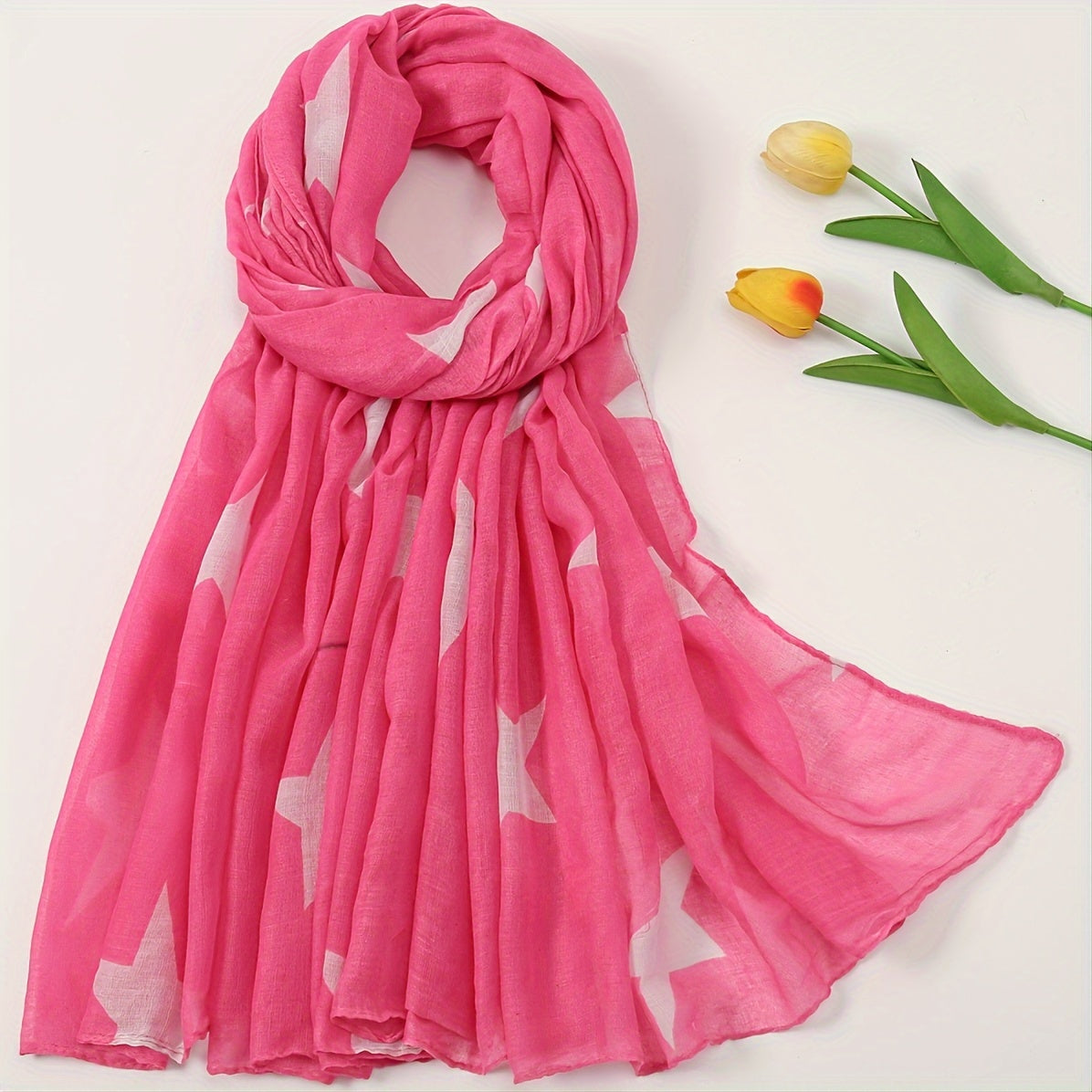 Star Decor Voile Scarf Shawl Wrap Casual Head Wrap For Daily Gift For Mother's