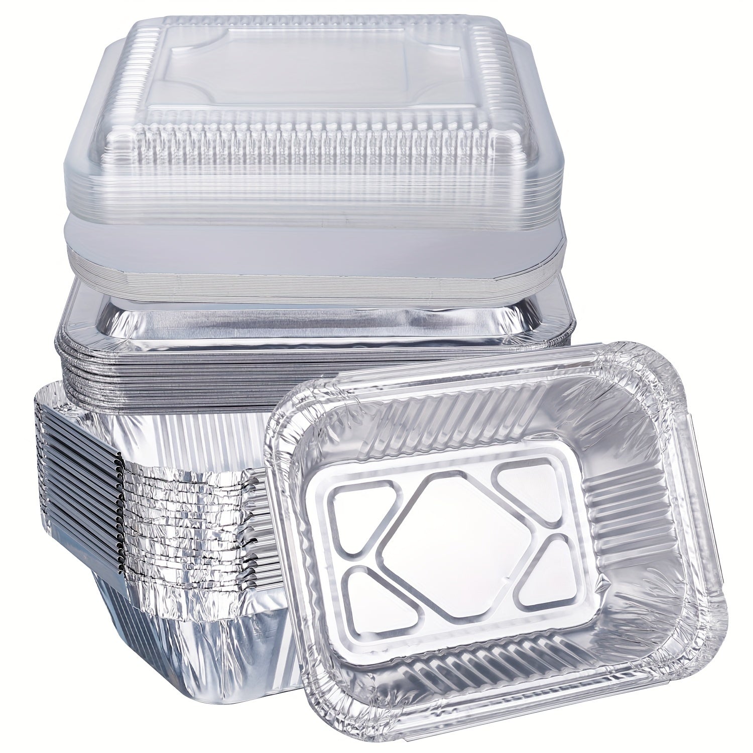 Aluminum Foil Pans with Clear Lids, 5.58 KG, 50 Sets