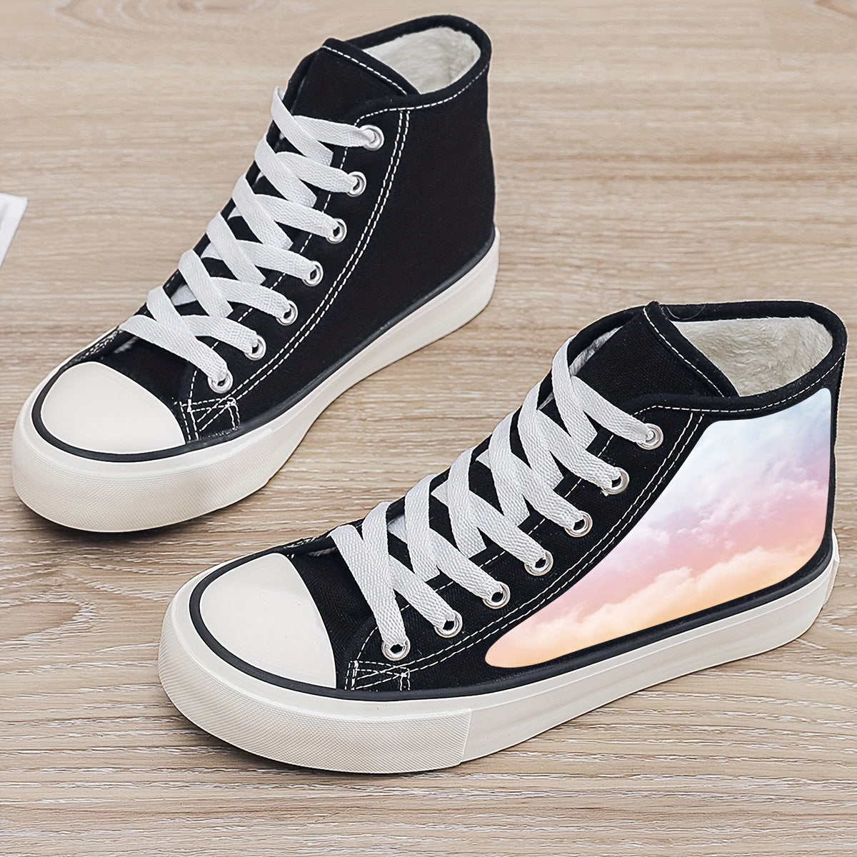 Warm Plush Lined Chunky Canvas Sneakers