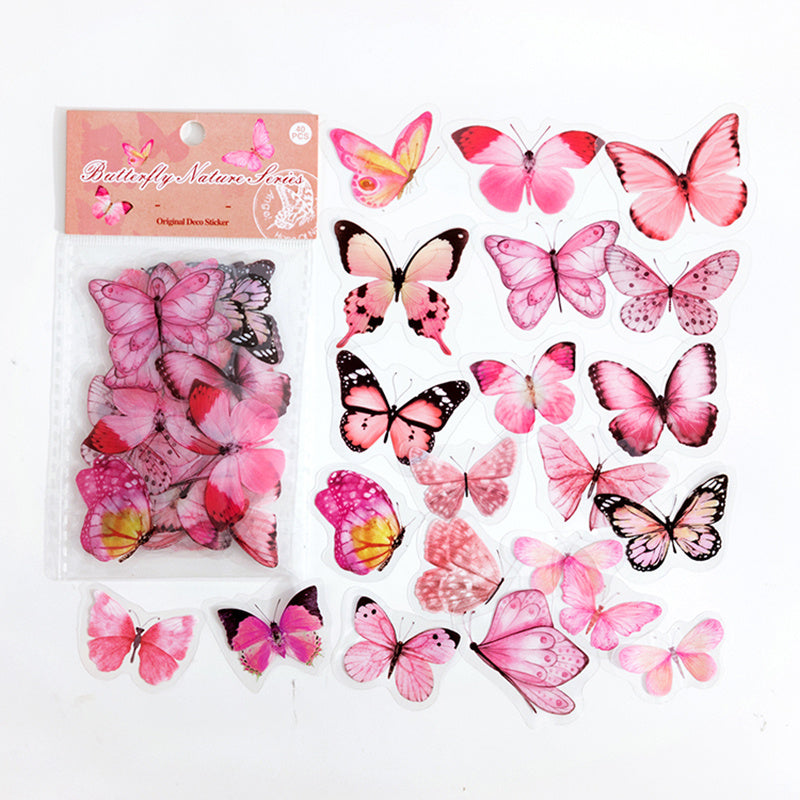 40pcs Butterfly Pocket DIY Decorative Sticker Pack Butterfly Nature Series
