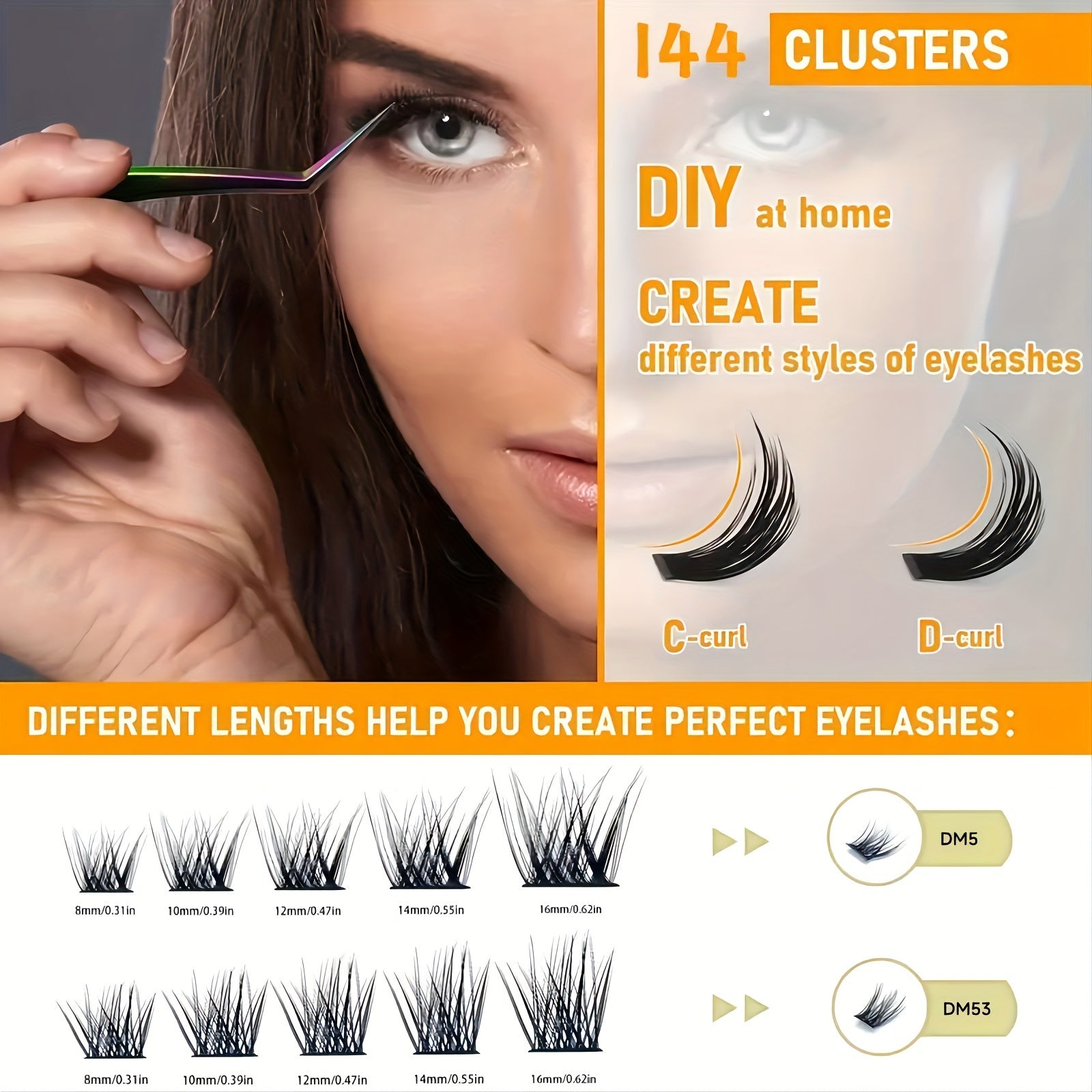 D Curl Volume Cluster Lashes DIY at Home 8-16 Mix