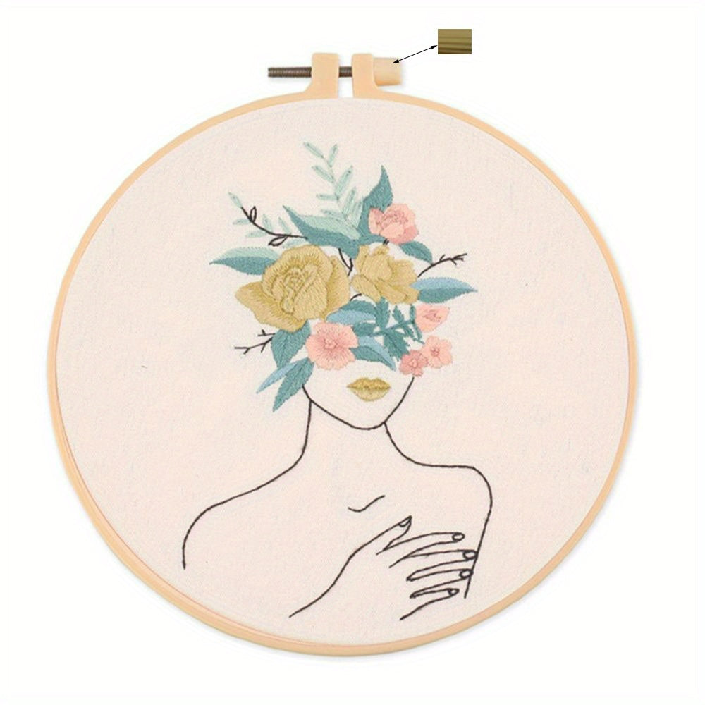 Floral Cross Stitch Kit for Beginners with Instructions