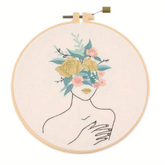 Floral Cross Stitch Kit for Beginners with Instructions