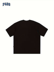 Men's Letter Print Cotton Sports T-shirt Round Neck Tee Shirt