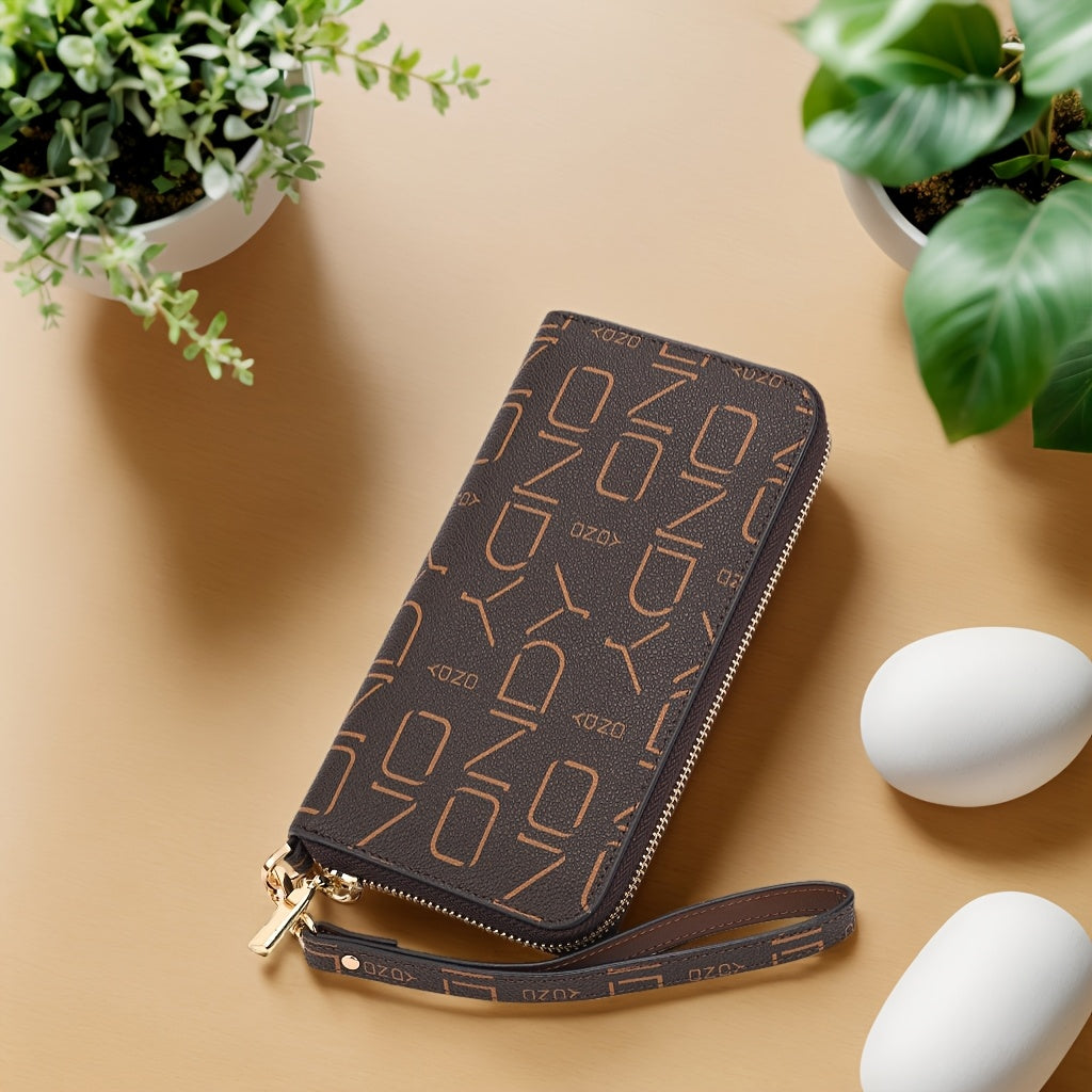 Detachable Wristband Long Wallet Coffee/Caramel PVC & Polyester Lining