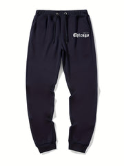 Chicago Letter Print Casual Joggers Men's Sweatpants