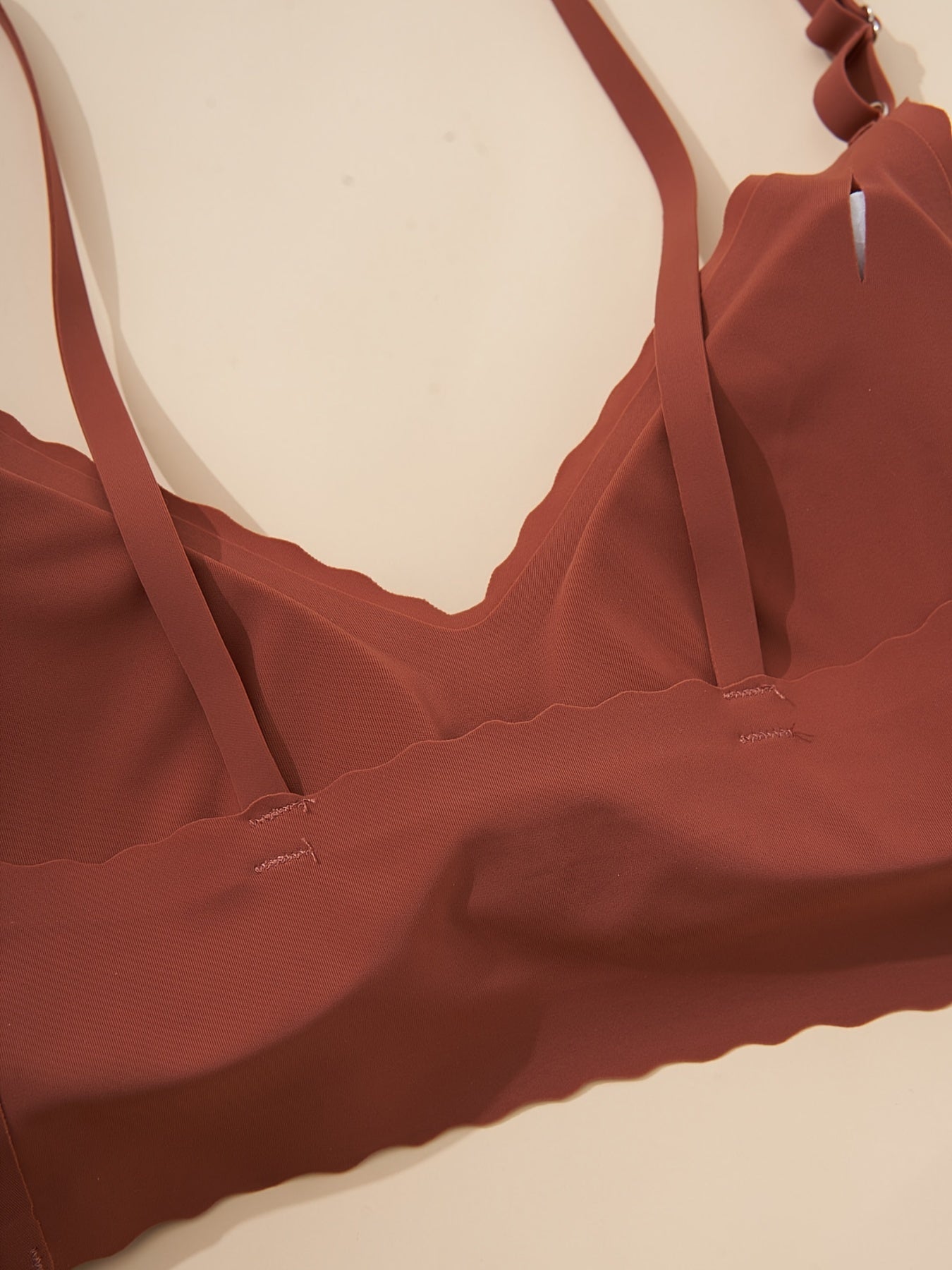 Seamless Wavy Trim Bralettes Comfort Soft Wireless Bra Women's Lingerie