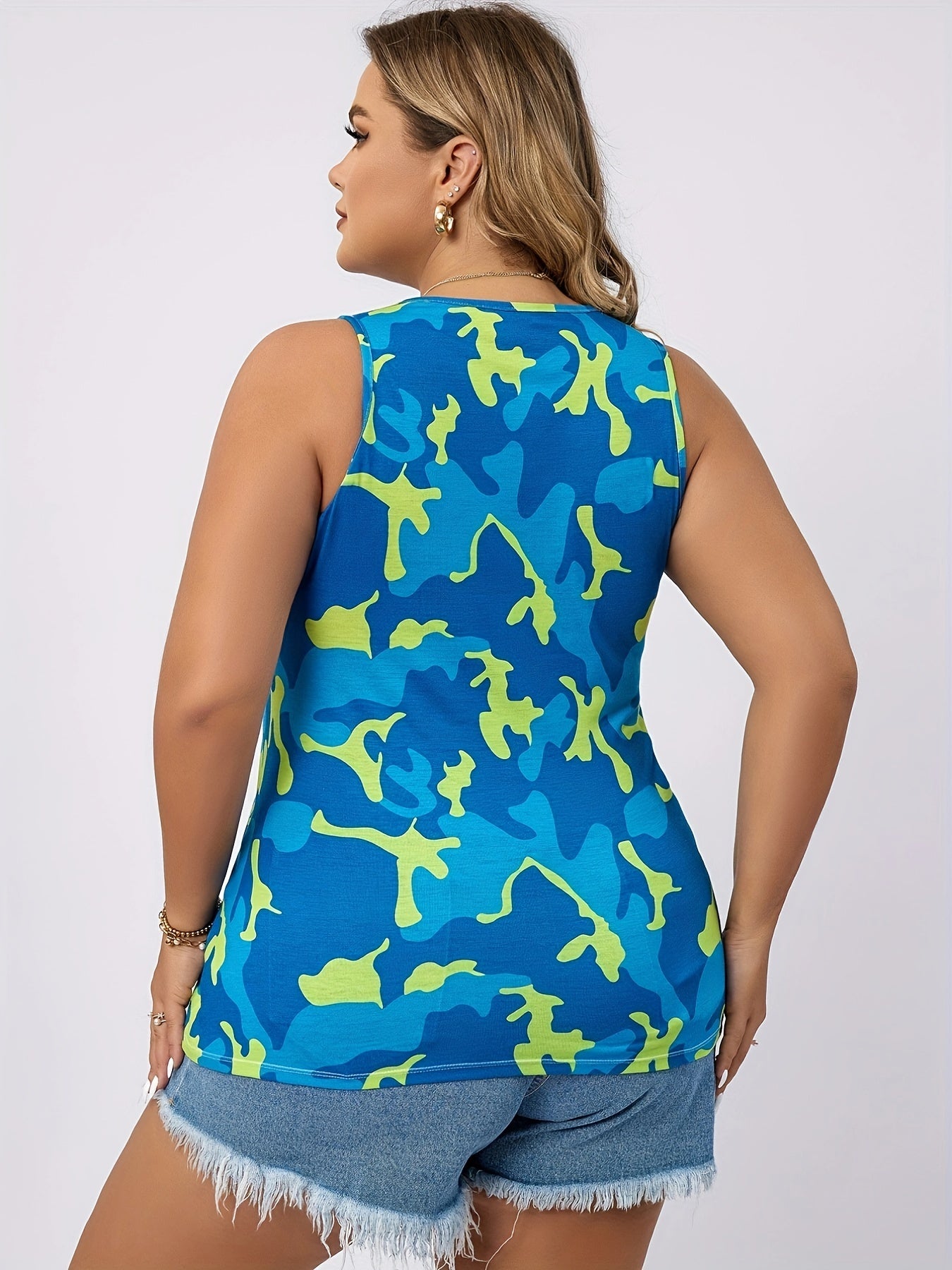 Camo Print Lounge Tank Top Soft Fit Home Wear