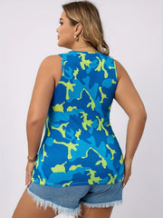 Camo Print Lounge Tank Top Soft Fit Home Wear